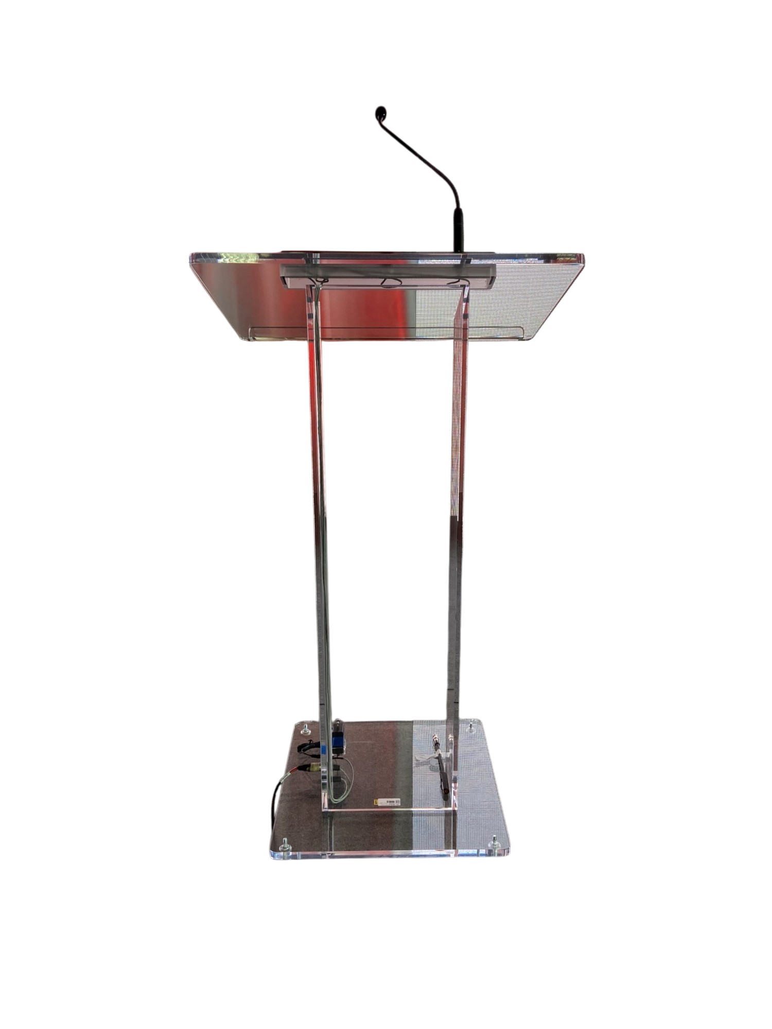 Podium-Pros-Column-Acrylic-Lectern-with-microphone-connections-and-reading-light-on-stage-scaled-Photoroom